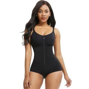 Seamless Zippered Bodysuit Shapewear Built In Bra Sizes S-6XL Black NEW